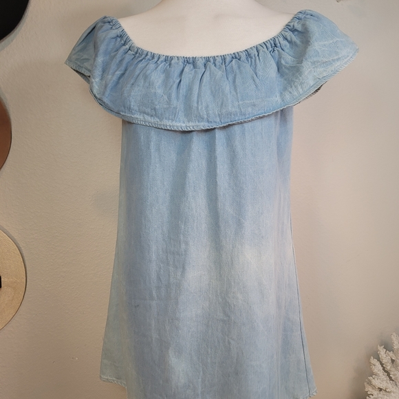 MOTEL ROCKES REVOLVE MINI DENIM OFF SHOULDER DRESS SMALL - Picture 14 of 16